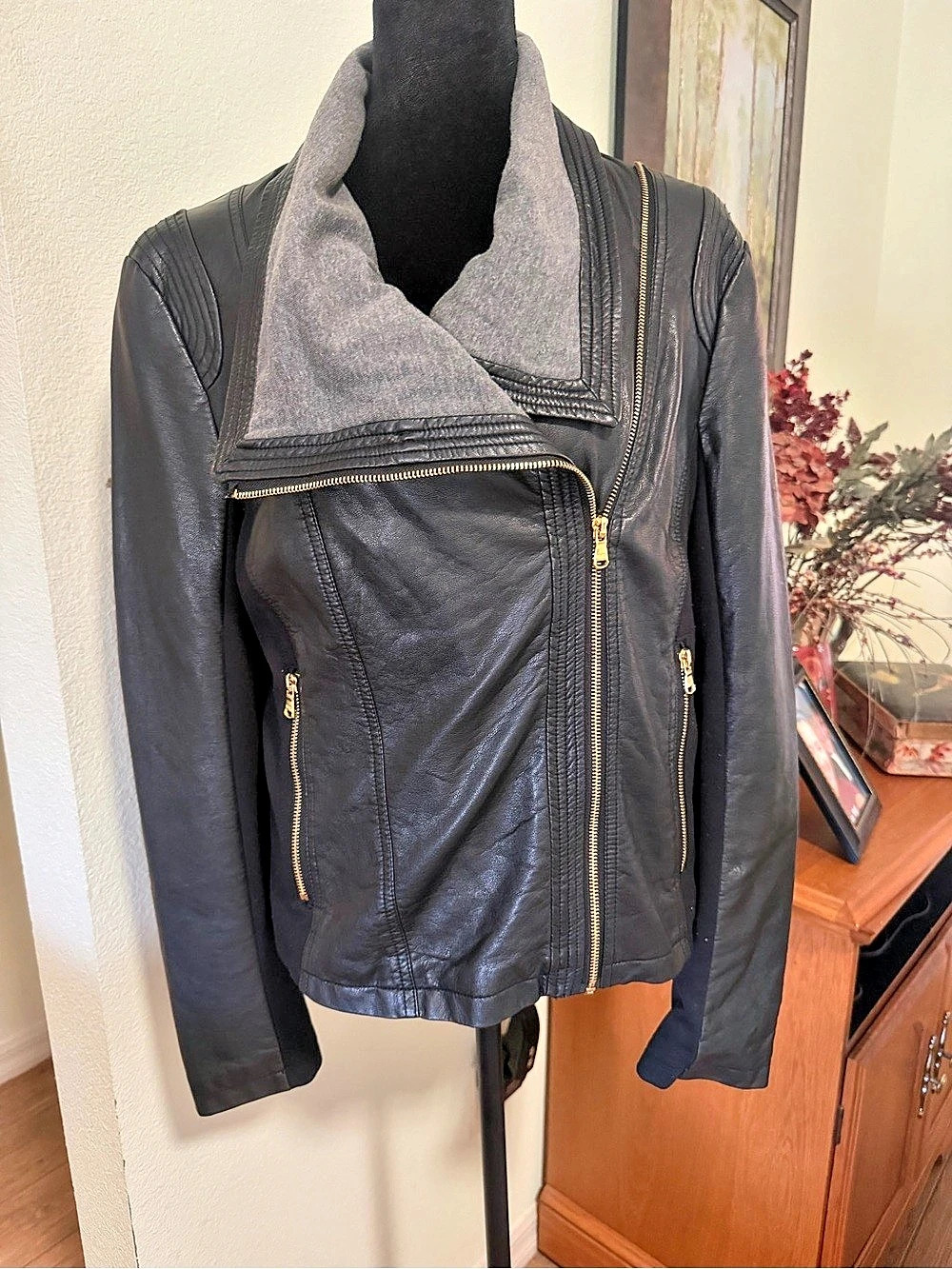 Marc New York Women's Faux Leather Moto Jacket Size Large